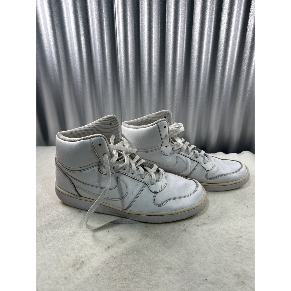 Nike Ebernon Mid Triple White Leather Athletic Shoes Sneakers Mens Size 11